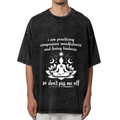 Unisex washed graphic T-shirt with I Am Practicing Compassion Mindfulness Yoga themed design, product image