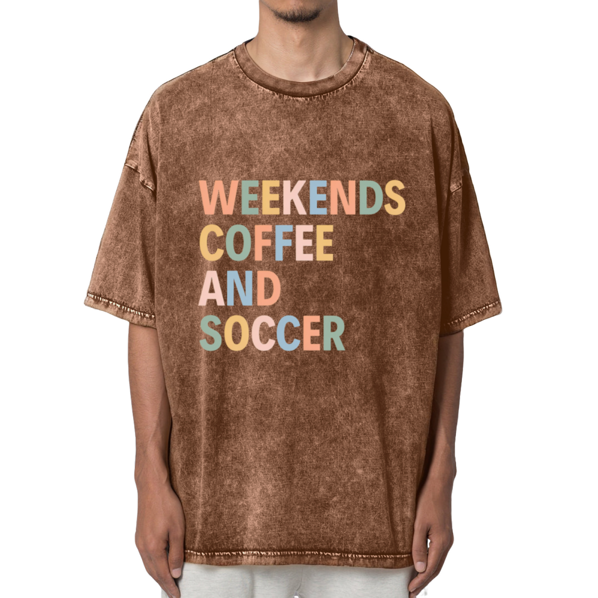 Weekends Coffee And Soccer Washed Graphic T-Shirt