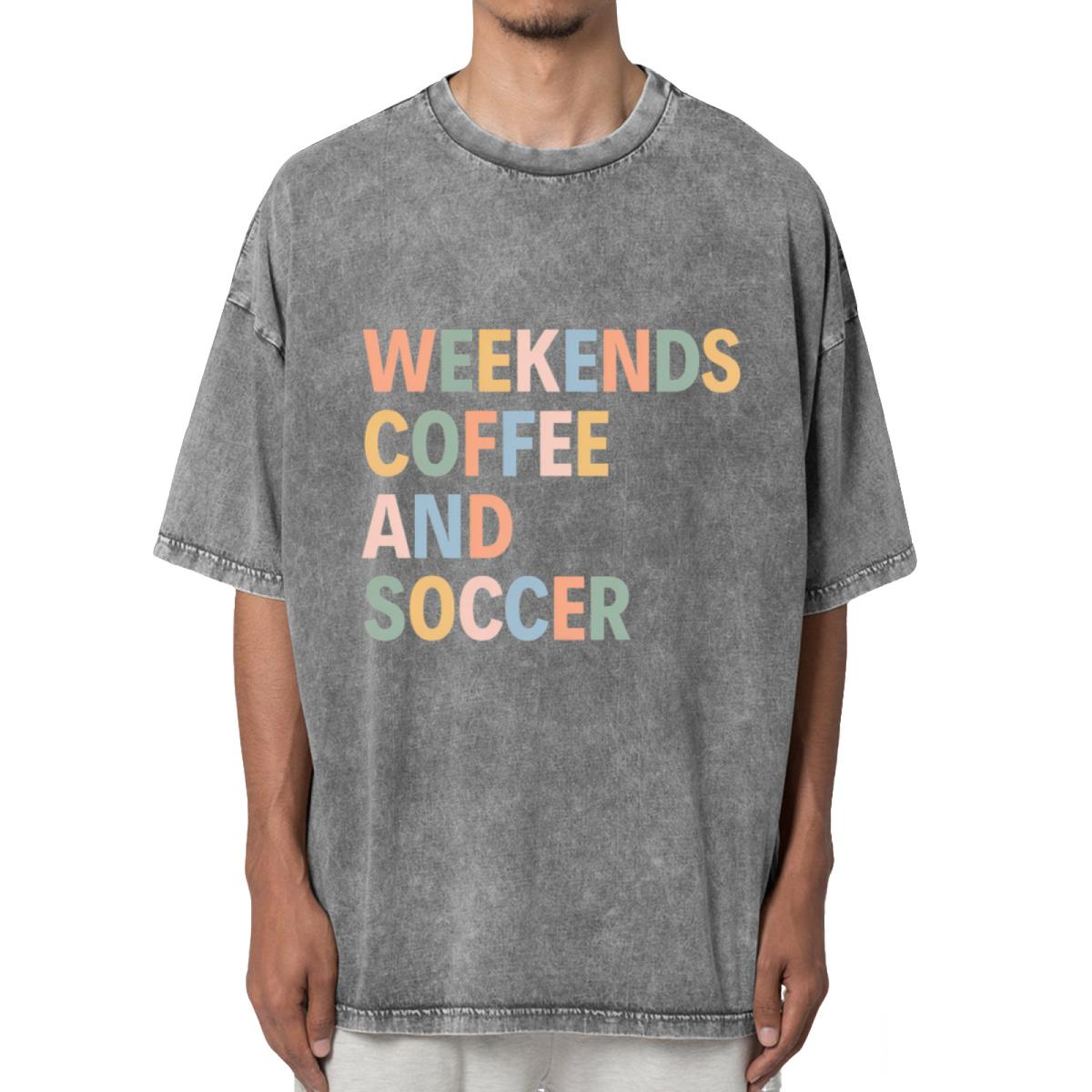Weekends Coffee And Soccer Washed Graphic T-Shirt