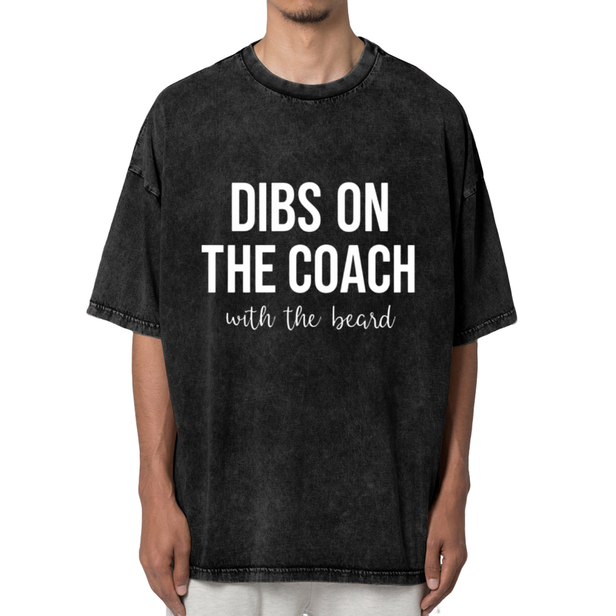Unisex washed graphic T-shirt with Dibs On The Coach themed design, product image
