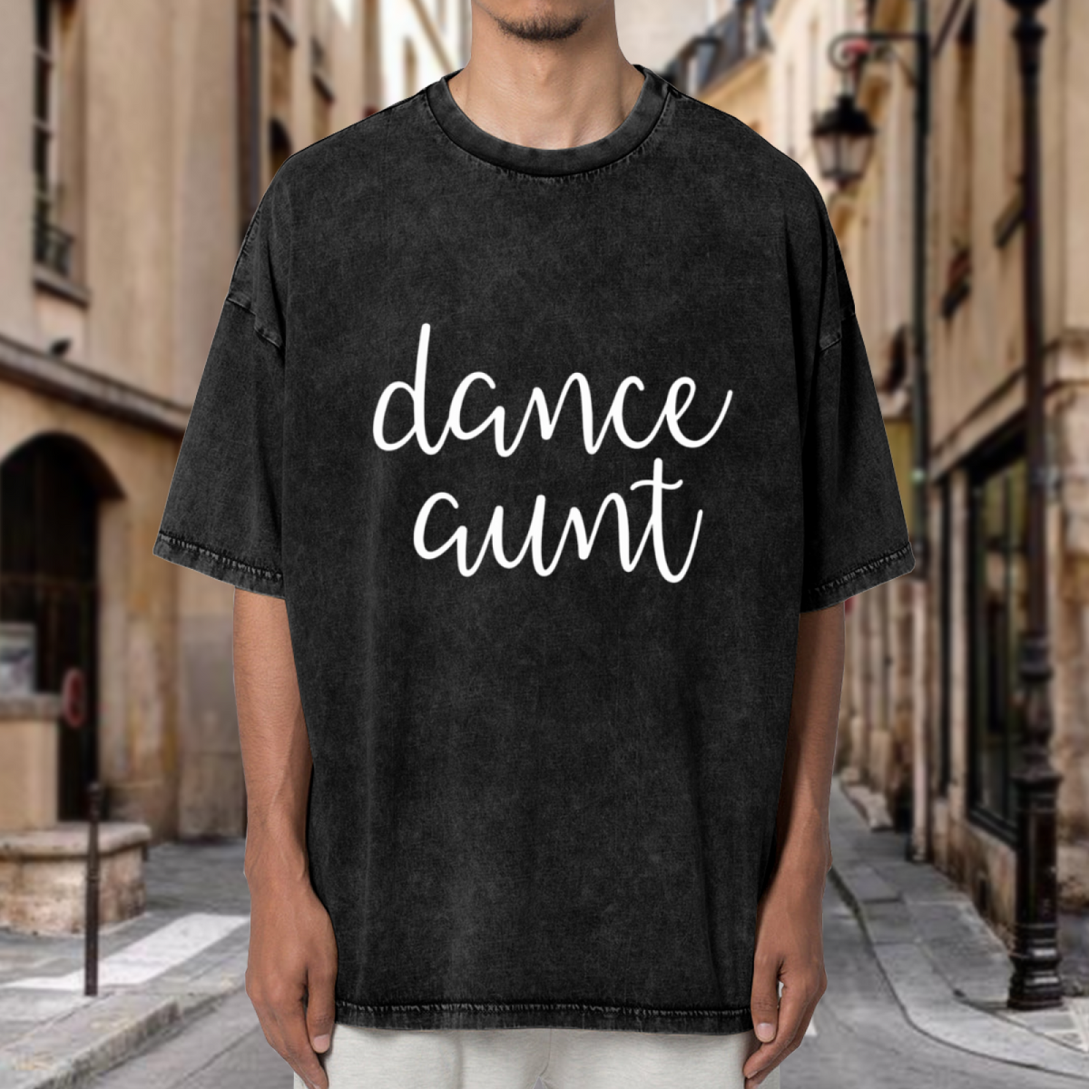 Unisex washed graphic T-shirt with Dance Aunt Shirt Dance Aunt Dance Gifts Aunt Funny Aunt Dance Teacher Ballet Gift Dance Aunt Gift ∙ themed design, product image
