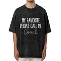 Unisex washed graphic T-shirt with My Favorite People Call Me Coach themed design, product image