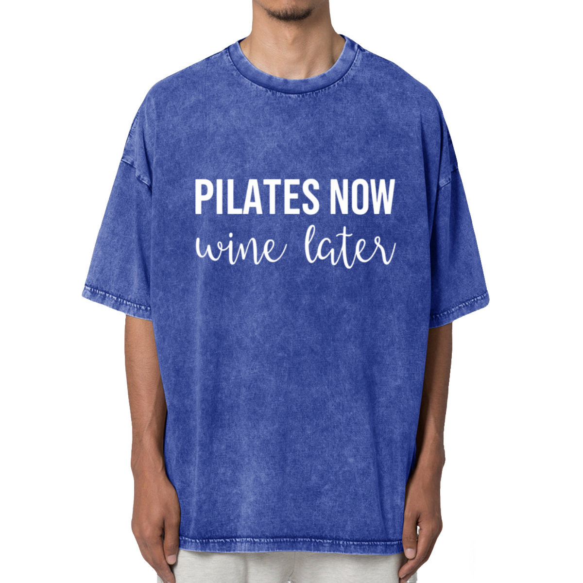 Pilates Now Wine Later Washed Graphic T-Shirt
