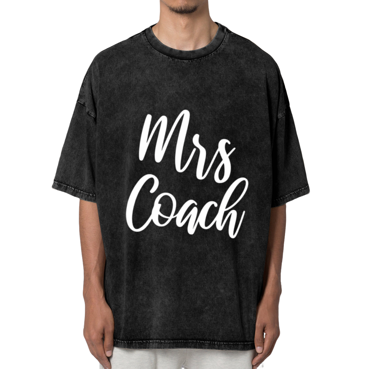 Unisex washed graphic T-shirt with Coach's Wife Baseball Soccer Football Basketball Mrs Coach Shirt Wife Shirt Coach Wife Mom Shirt Coaches Wife OK themed design, product imag