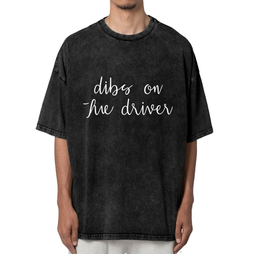 Unisex washed graphic T-shirt with Dibs On The Driver themed design, product image