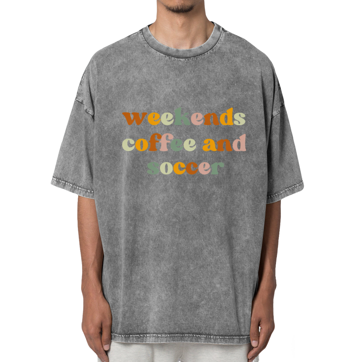 Weekends Coffee And Soccer Soccer Shirts Washed Graphic T-Shirt