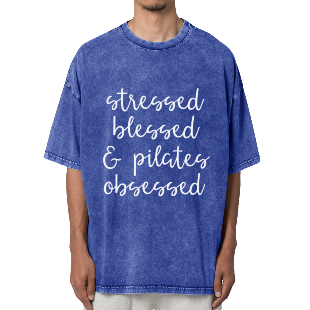 Stressed Blessed And Pilates Obsessed Washed Graphic T-Shirt