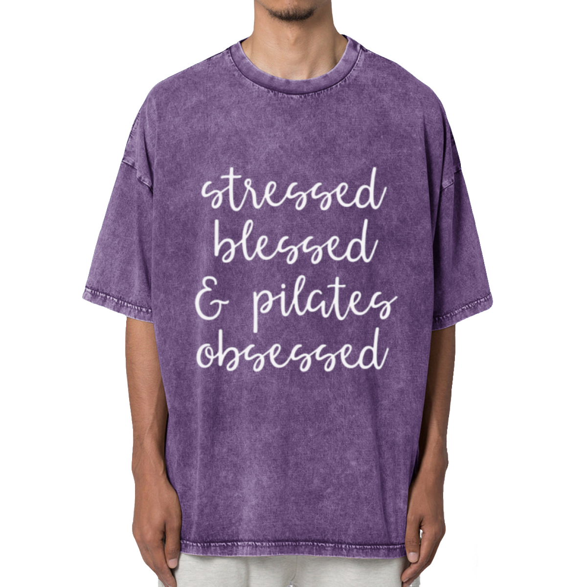 Stressed Blessed And Pilates Obsessed Washed Graphic T-Shirt