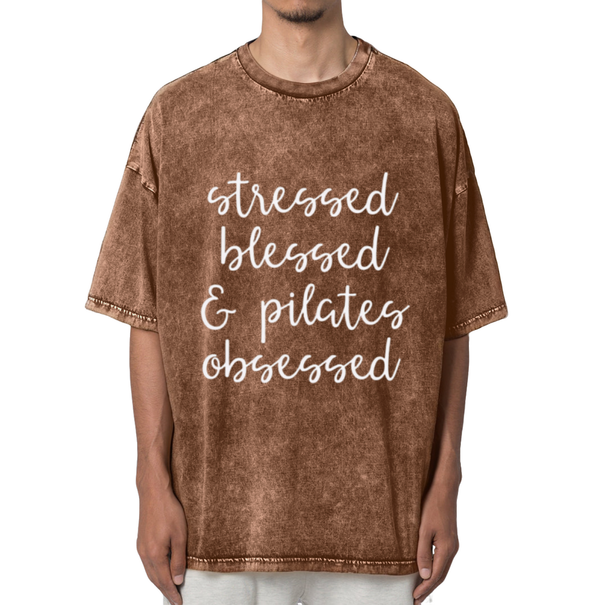 Stressed Blessed And Pilates Obsessed Washed Graphic T-Shirt
