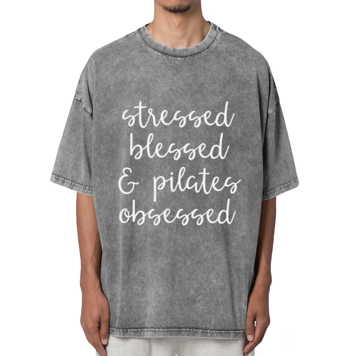 Stressed Blessed And Pilates Obsessed Washed Graphic T-Shirt