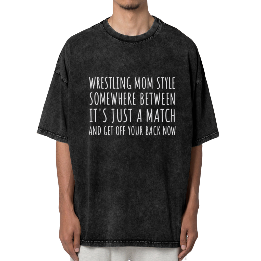 Unisex washed graphic T-shirt with Wrestling Mom Style Wrestling Mom themed design, product image