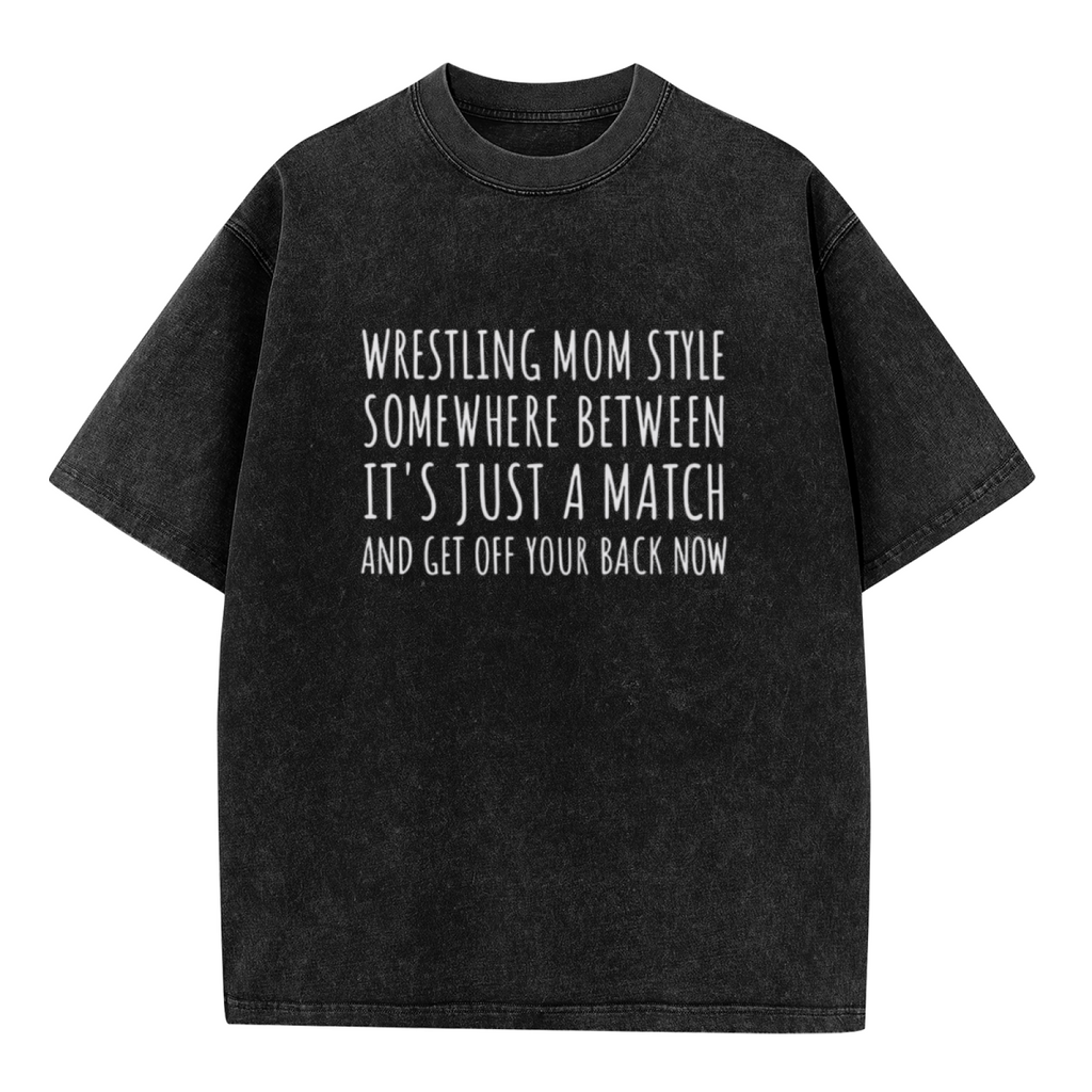 Unisex washed graphic T-shirt with Wrestling Mom Style Wrestling Mom themed design, product image