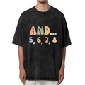 Unisex washed graphic T-shirt with And 5 6 7 8 themed design, product image