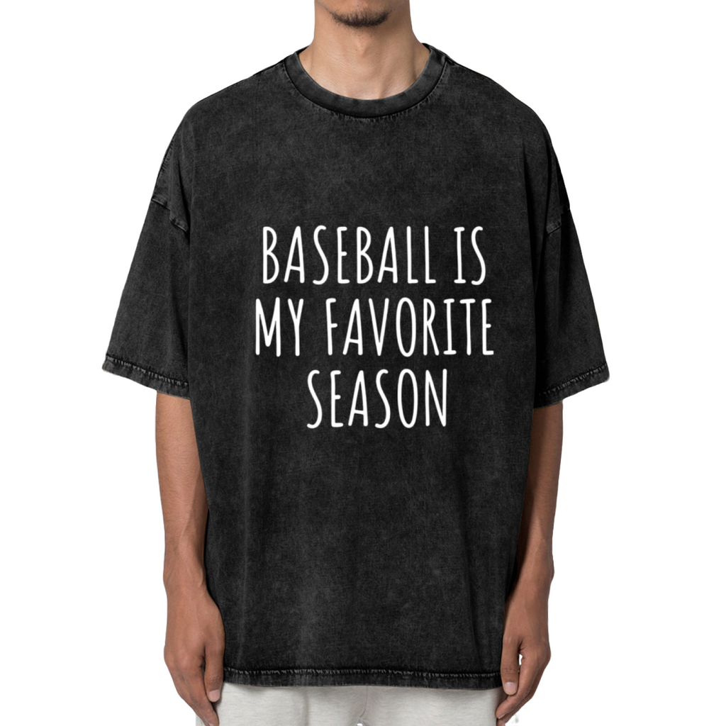 Unisex washed graphic T-shirt with Baseball Is My Favorite Season T-shirt Baseball T themed design, product image