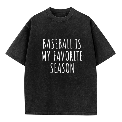 Unisex washed graphic T-shirt with Baseball Is My Favorite Season T-shirt Baseball T themed design, product image
