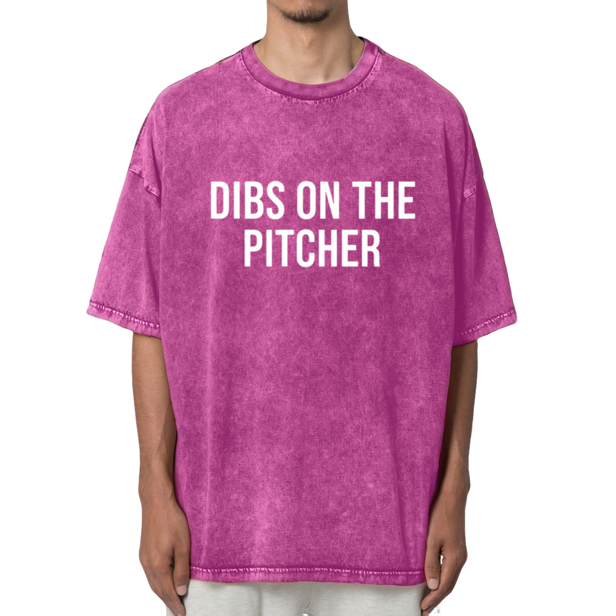 Dibs On The Pitcher Baseball Girlfriend Washed Graphic T-Shirt