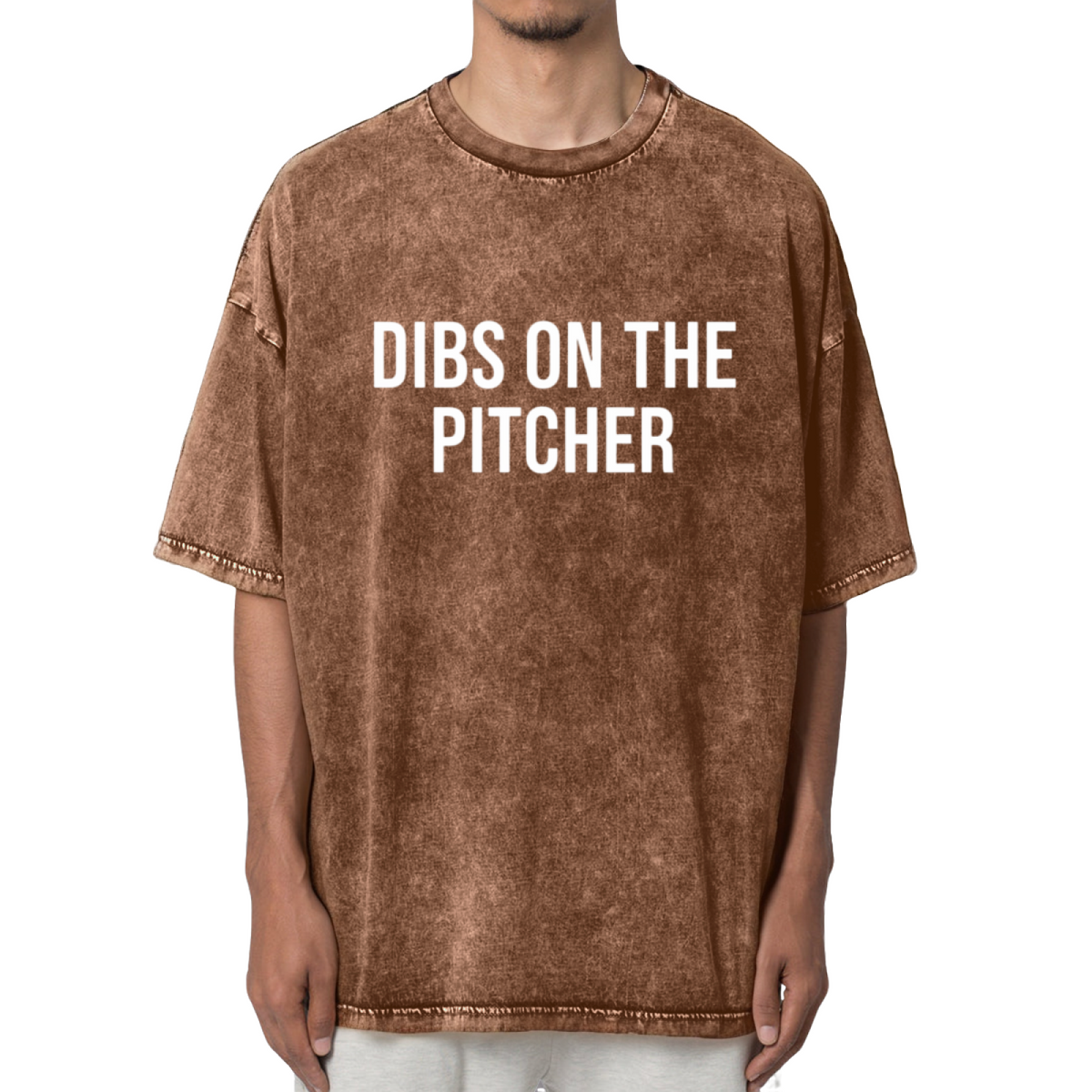 Dibs On The Pitcher Baseball Girlfriend Washed Graphic T-Shirt