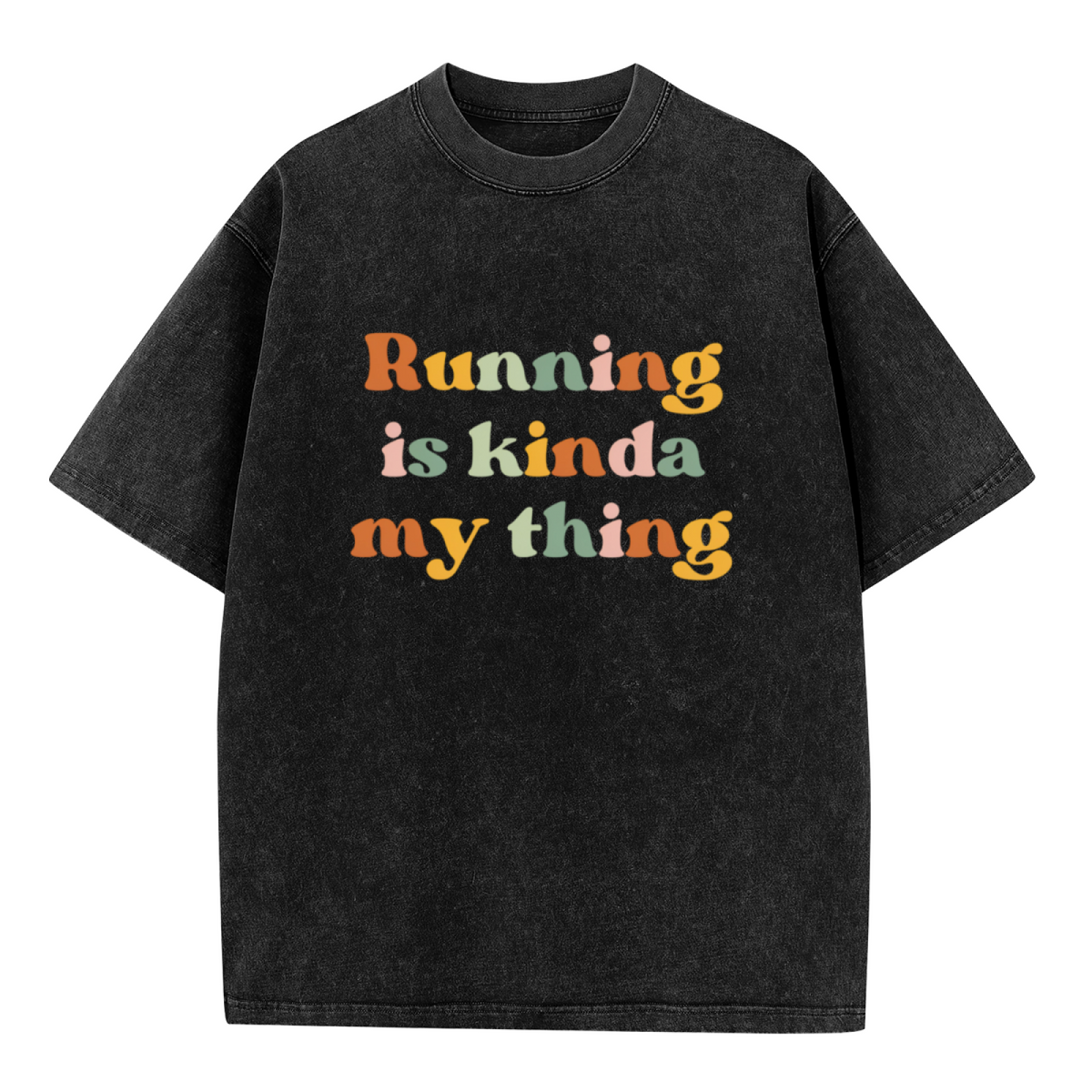 Unisex washed graphic T-shirt with Running Is Kinda My Thing themed design, product image