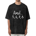 Unisex washed graphic T-shirt with And 5 6 7 8 themed design, product image