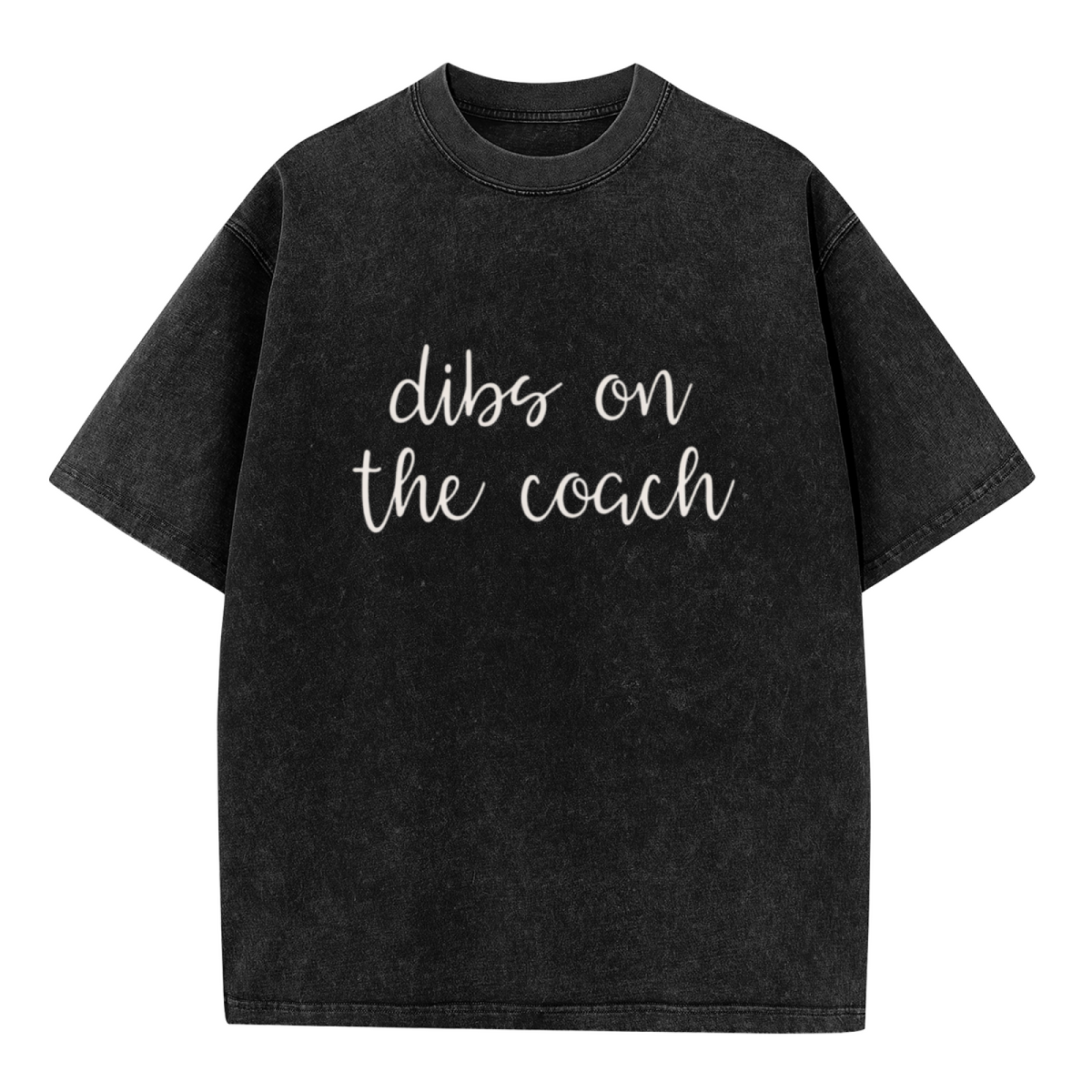 Unisex washed graphic T-shirt with Dibs On The Coach themed design, product image