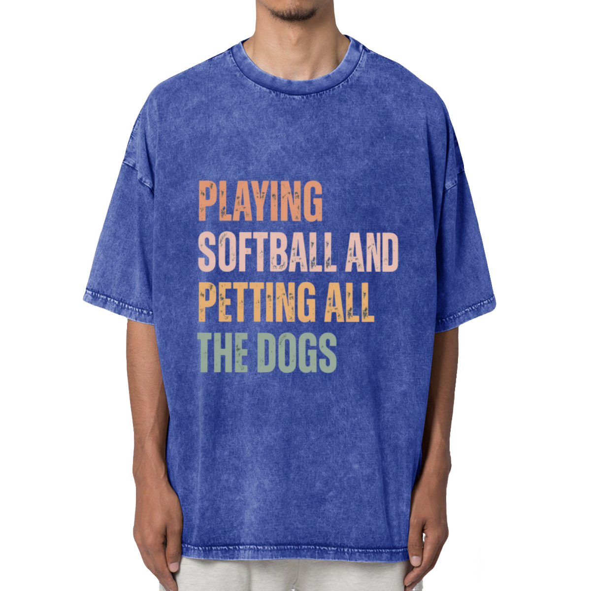 Playing Softball And Petting All The Dogs Washed Graphic T-Shirt