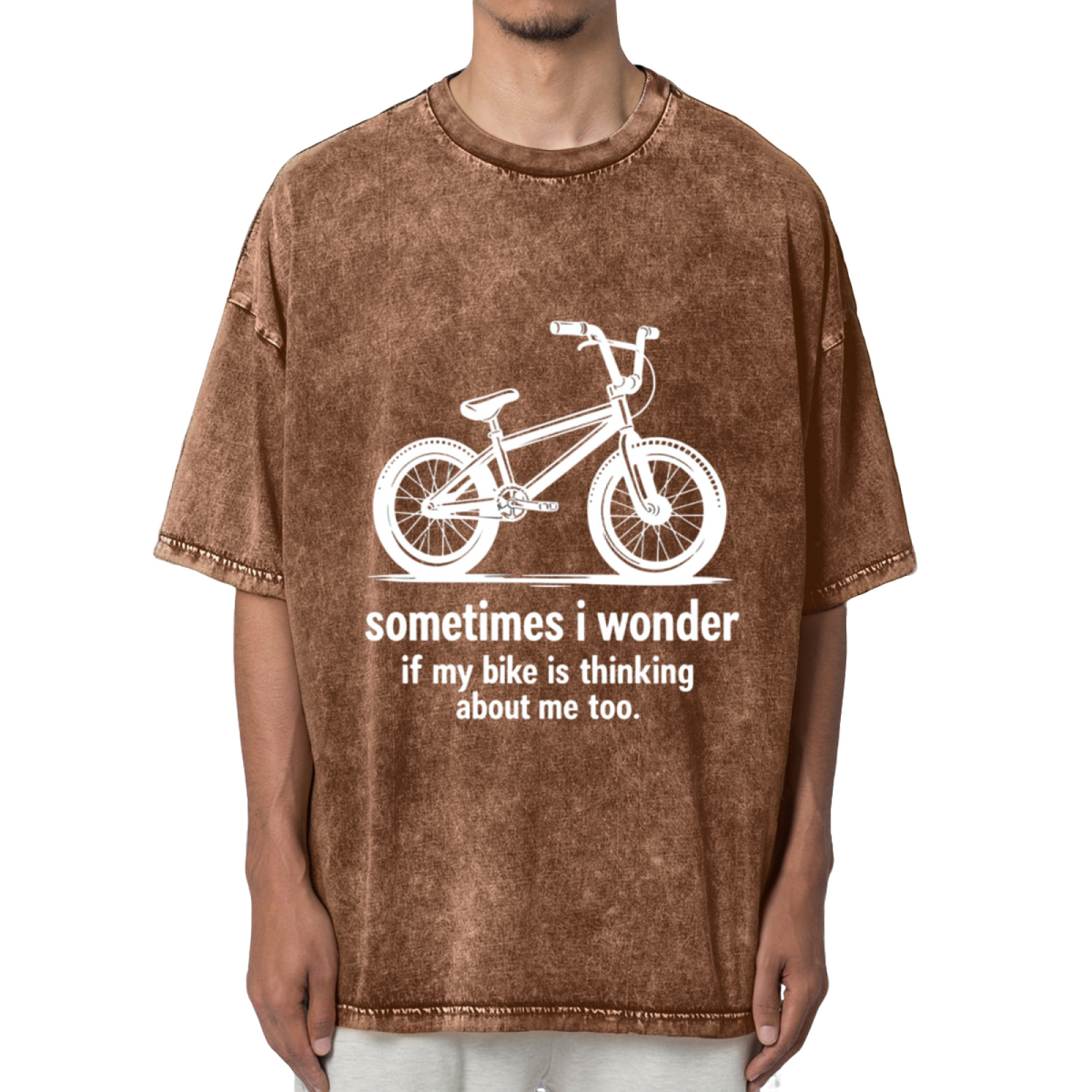 Sometimes I Wonder If My Bike Is Thinking Washed Graphic T-Shirt