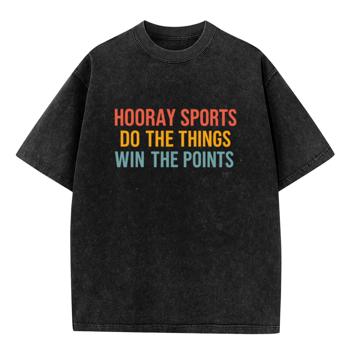 Unisex washed graphic T-shirt with Hooray Sports Win The Points themed design, product image