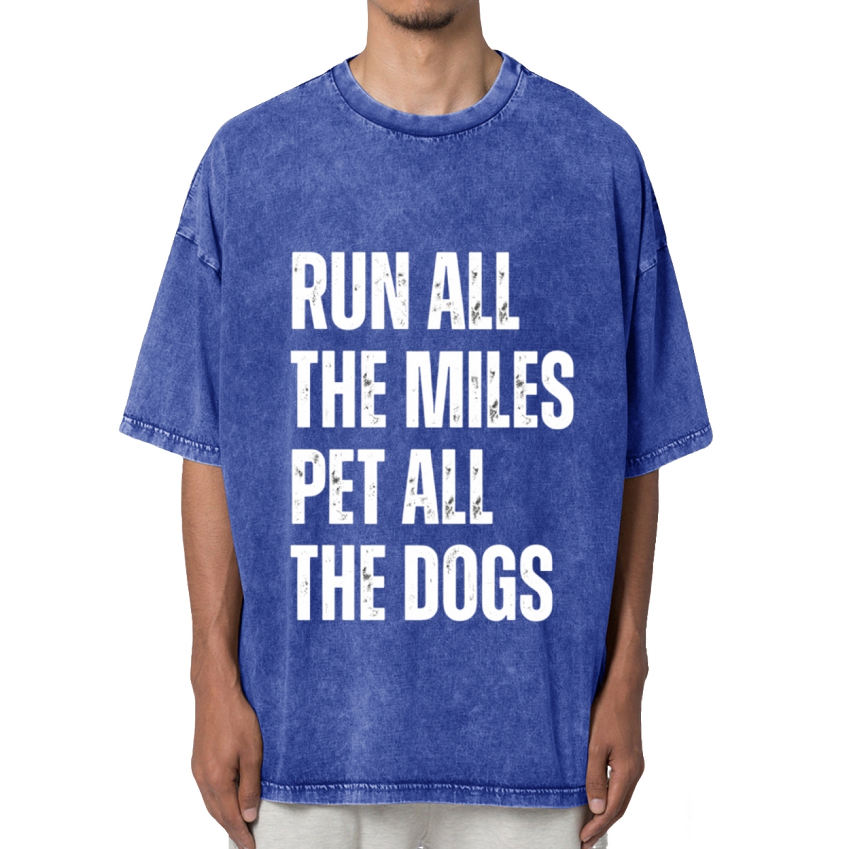 Run All The Miles Pet All The Dogs Washed Graphic T-Shirt