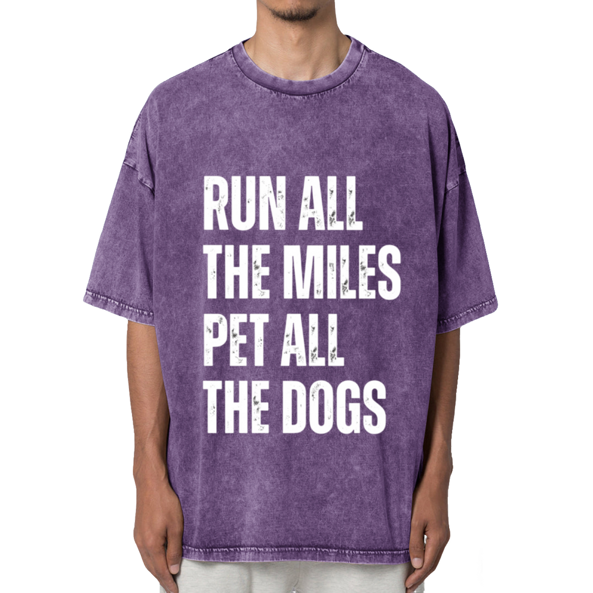 Run All The Miles Pet All The Dogs Washed Graphic T-Shirt