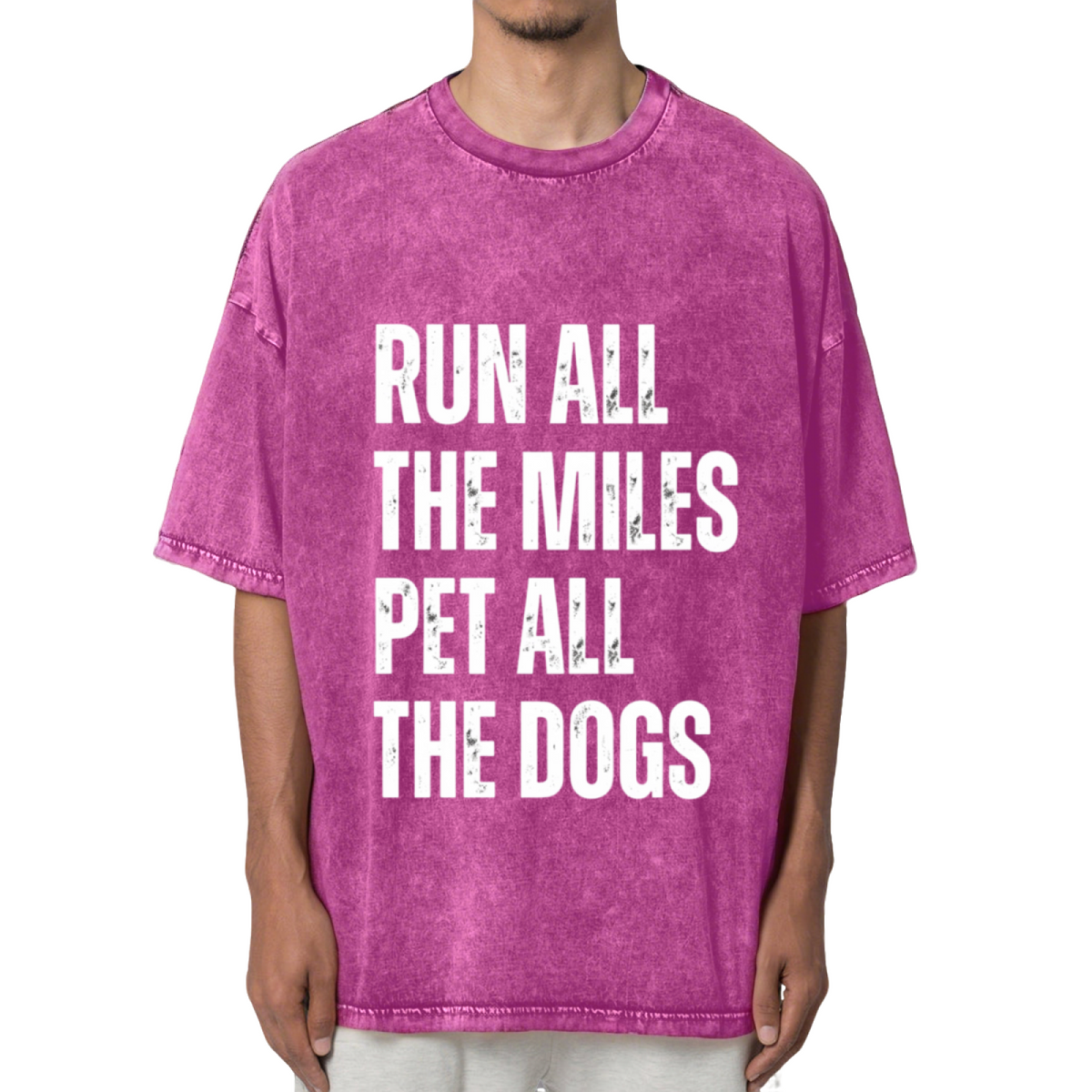Run All The Miles Pet All The Dogs Washed Graphic T-Shirt