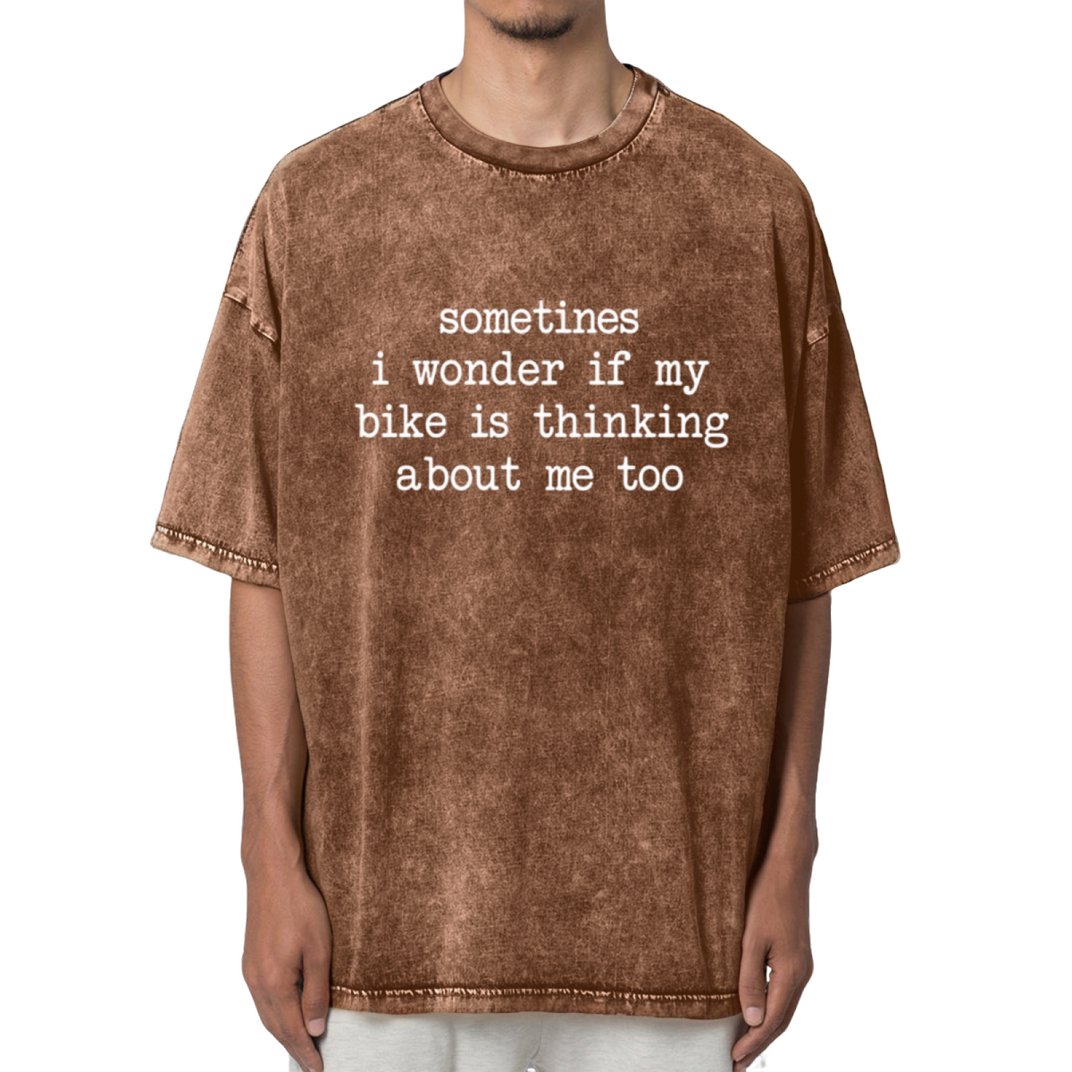 Sometimes I Wonder If My Bike Is Thinking Washed Graphic T-Shirt