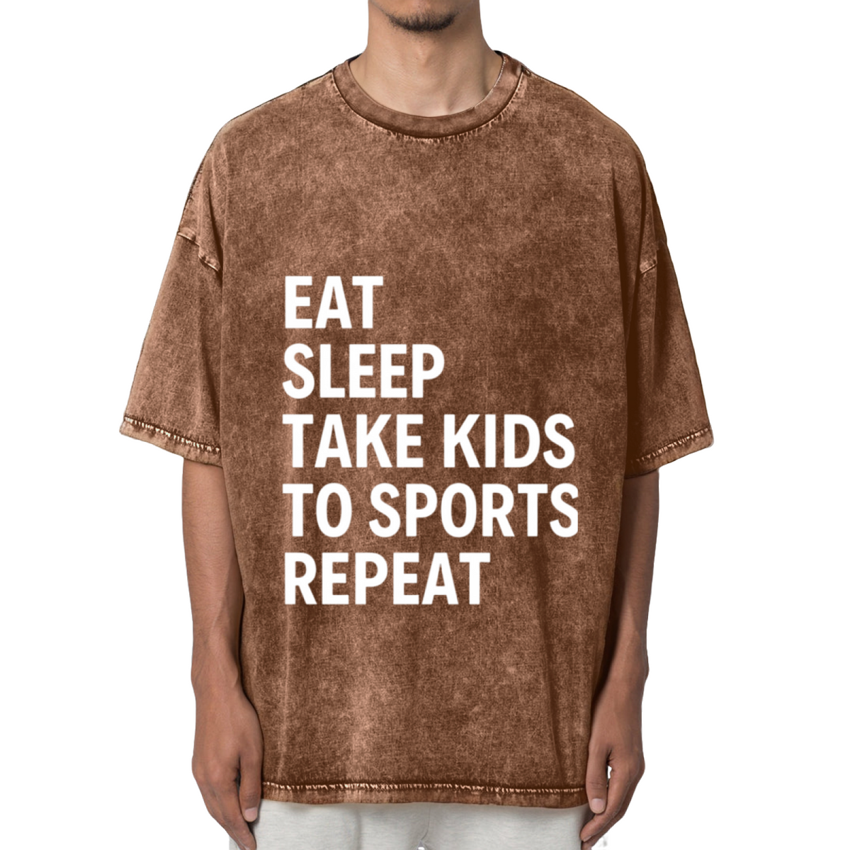 Eat Sleep Take Kids To Sports Repeat Washed Graphic T-Shirt