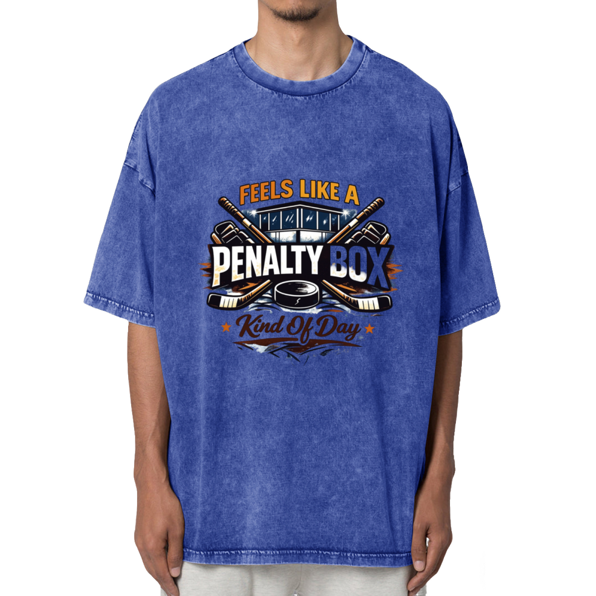Feels Like A Penalty Box Kind Of Day Ice Washed Graphic T-Shirt
