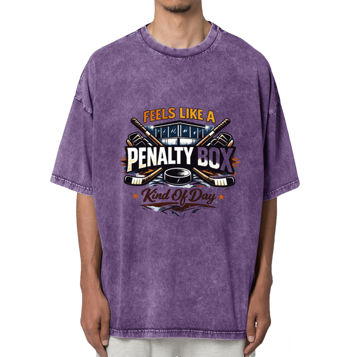 Feels Like A Penalty Box Kind Of Day Ice Washed Graphic T-Shirt