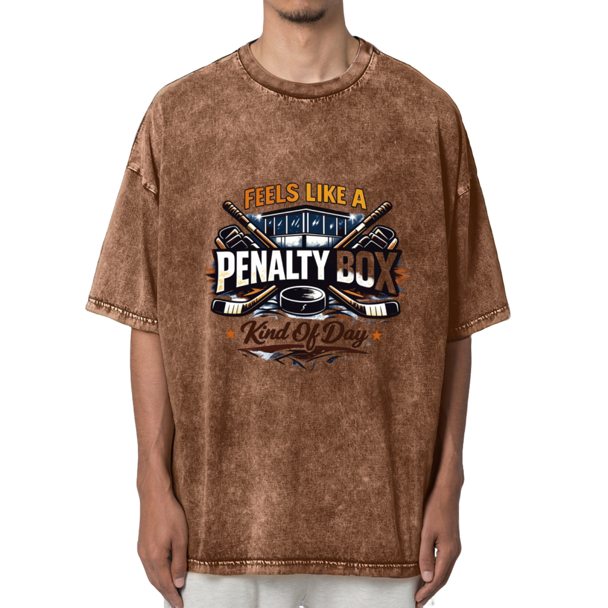 Feels Like A Penalty Box Kind Of Day Ice Washed Graphic T-Shirt
