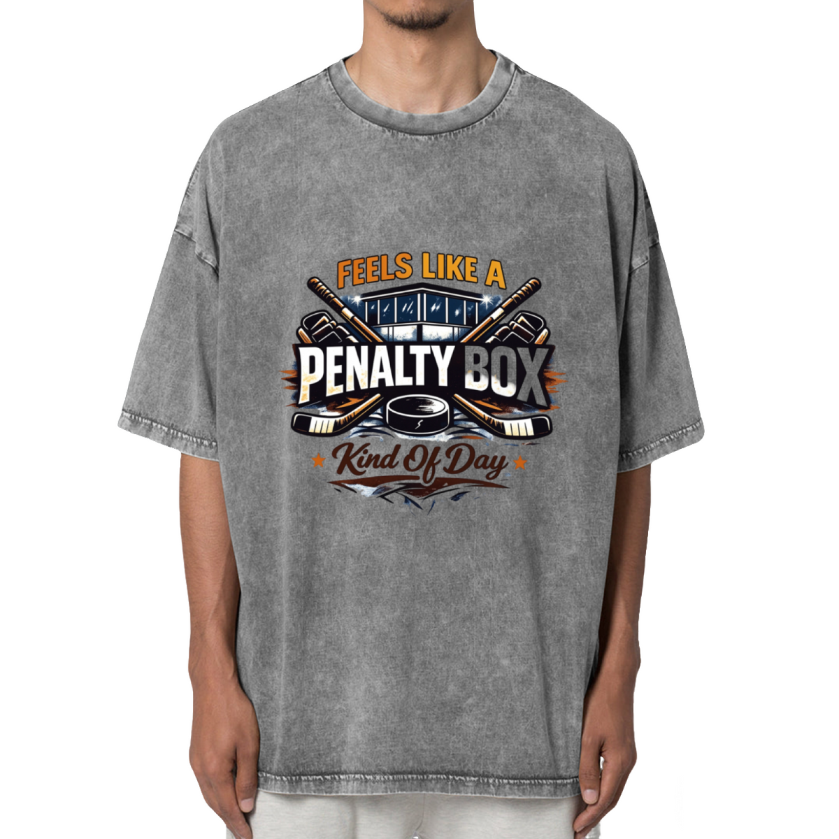 Feels Like A Penalty Box Kind Of Day Ice Washed Graphic T-Shirt
