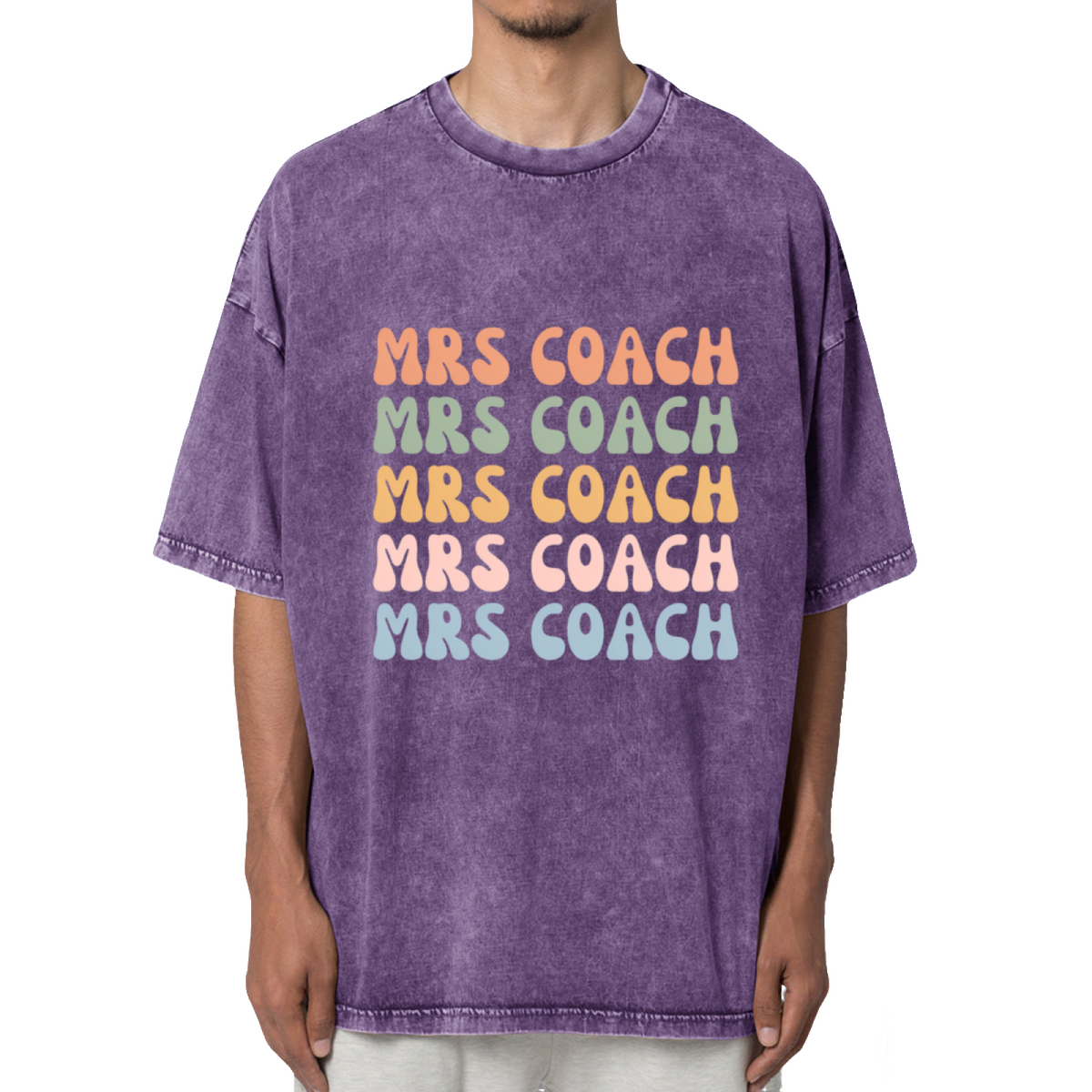 Mrs Coach Shirt Wife Shirt Coach Wife Mom Washed Graphic T-Shirt