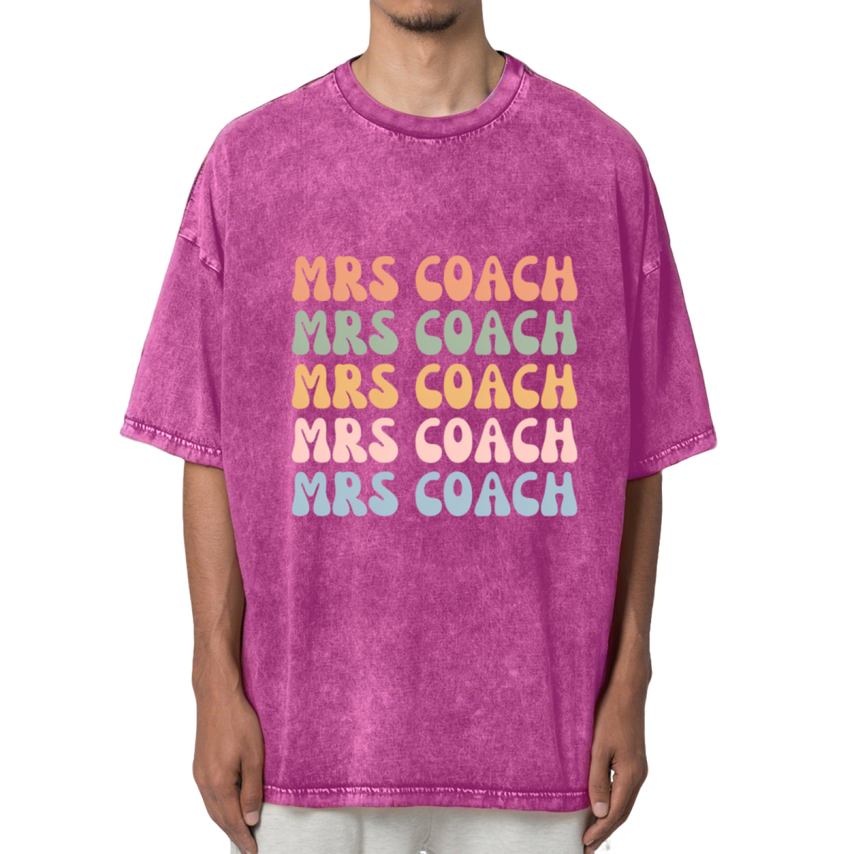 Mrs Coach Shirt Wife Shirt Coach Wife Mom Washed Graphic T-Shirt