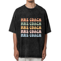 Unisex washed graphic T-shirt with Mrs Coach Shirt Wife Shirt Coach Wife Mom Shirt Coaches Wife Coach's Wife Baseball Soccer Football Basketball_1 themed design, product image