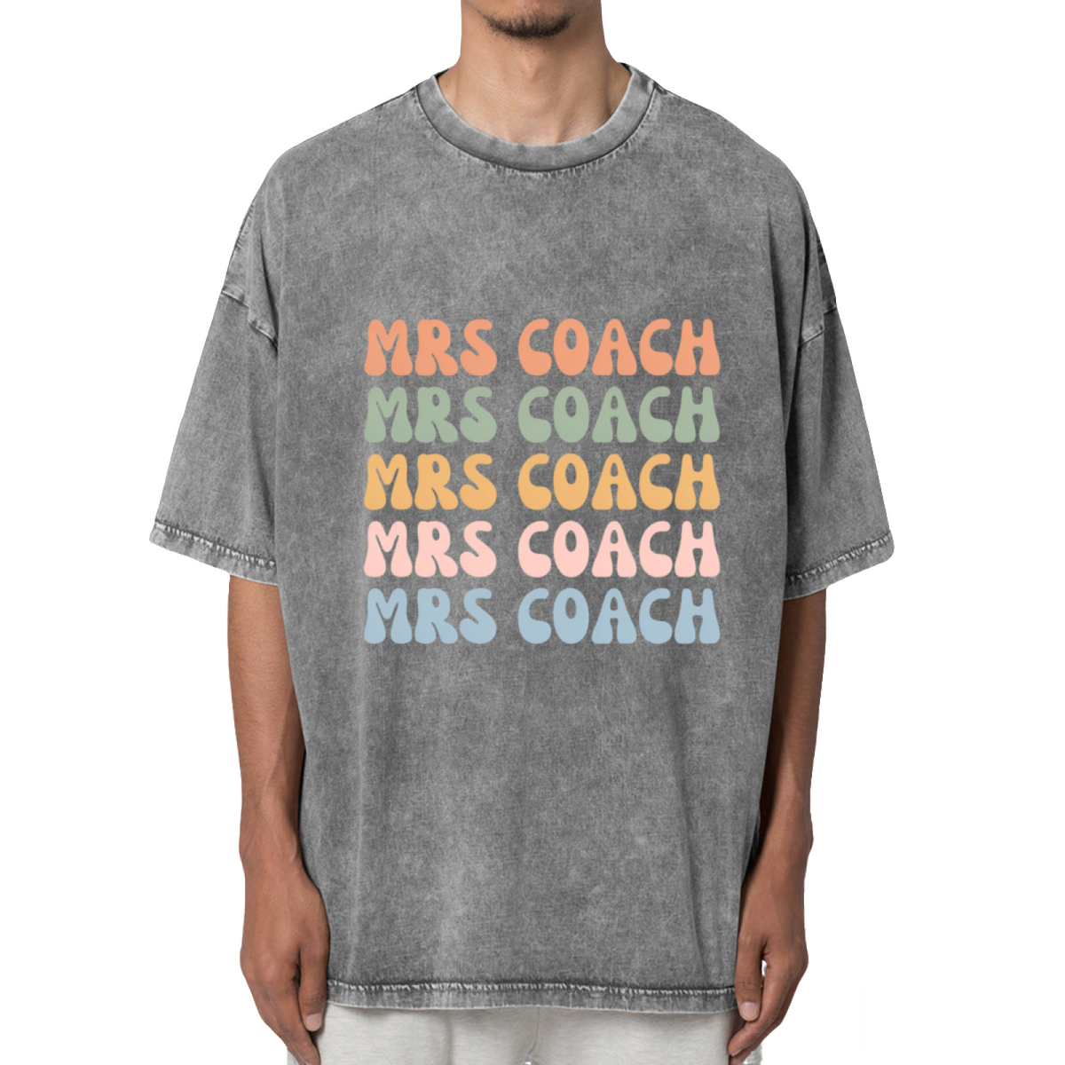 Mrs Coach Shirt Wife Shirt Coach Wife Mom Washed Graphic T-Shirt