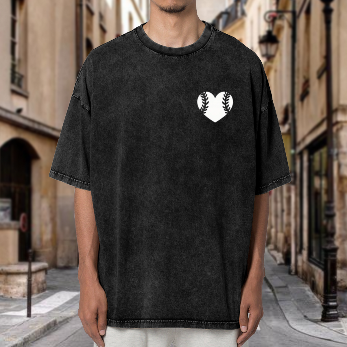 Unisex washed graphic T-shirt with Baseball themed design, product image