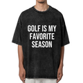 Unisex washed graphic T-shirt with Golf Is My Favorite Season themed design, product image