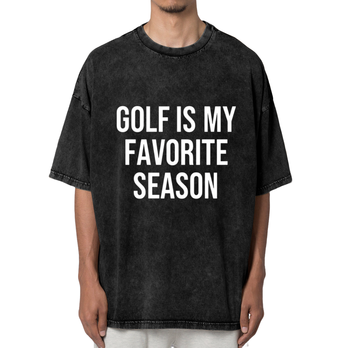 Unisex washed graphic T-shirt with Golf Is My Favorite Season themed design, product image
