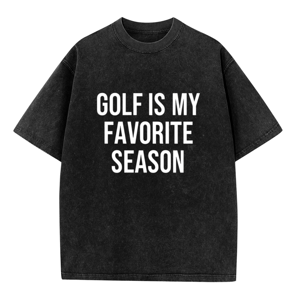 Unisex washed graphic T-shirt with Golf Is My Favorite Season themed design, product image