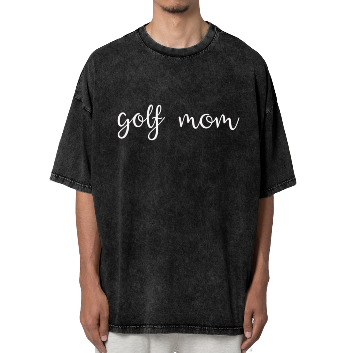 Unisex washed graphic T-shirt with Golf Mom themed design, product image