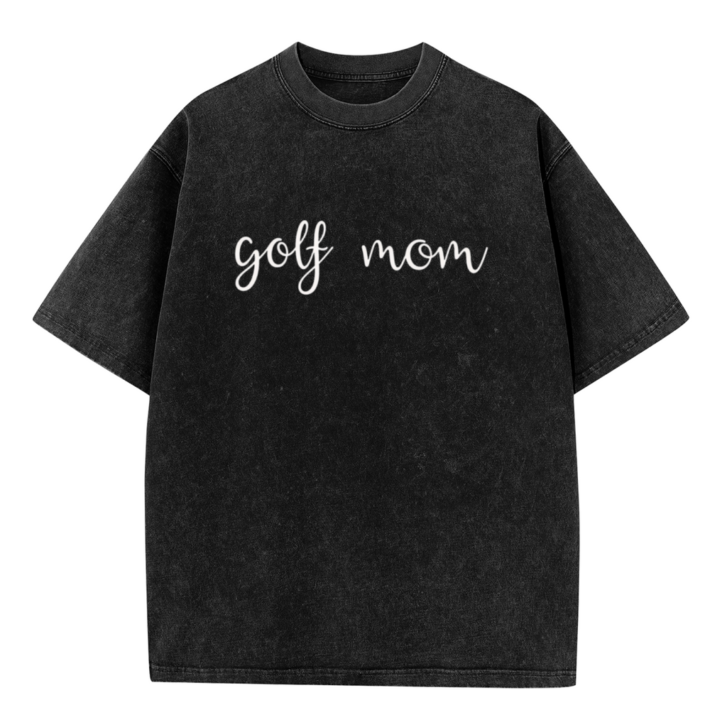 Unisex washed graphic T-shirt with Golf Mom themed design, product image