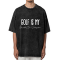 Unisex washed graphic T-shirt with Golf Is My Favorite Season themed design, product image
