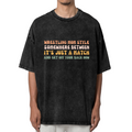 Unisex washed graphic T-shirt with Wrestling Mom Style Wrestling Mom themed design, product image