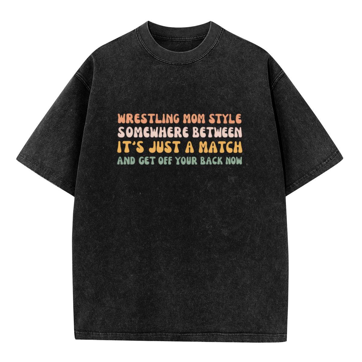 Unisex washed graphic T-shirt with Wrestling Mom Style Wrestling Mom themed design, product image