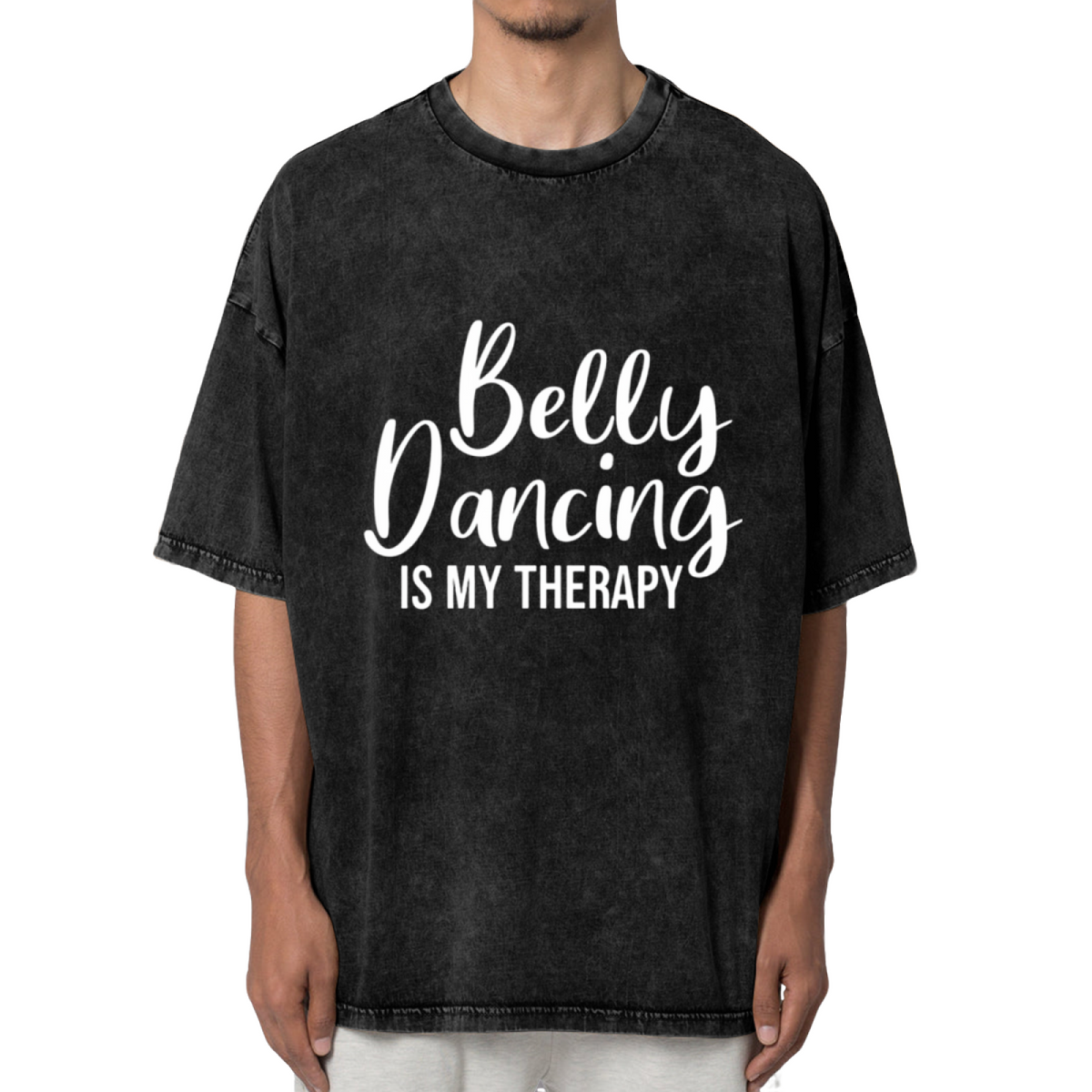Product image of washed graphic T-shirt featuring 'Belly Dance Teacher' statement design
